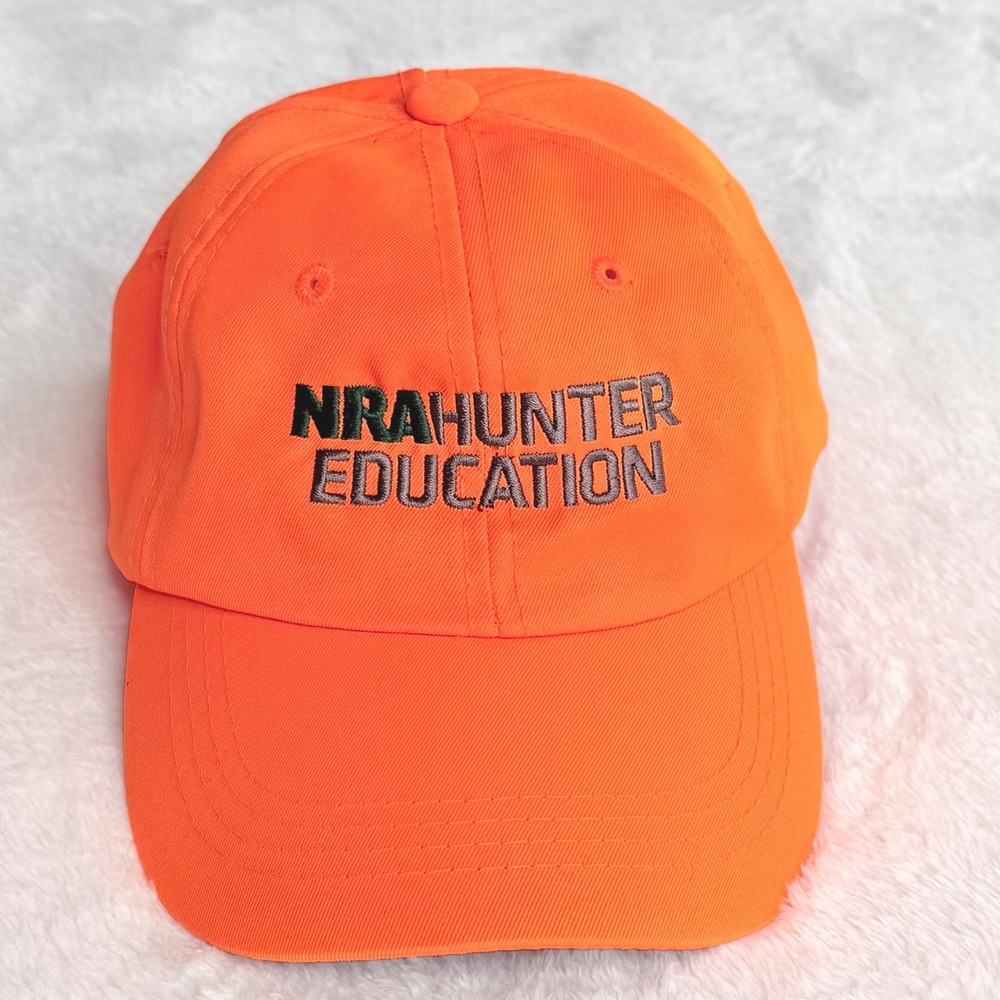 NRA Hunter Education Blaze Orange Baseball Cap Adjustable Hunting Hat High Vis